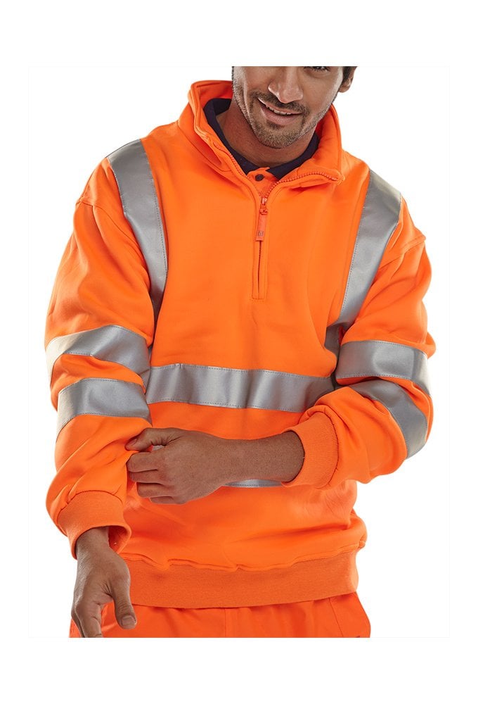 BSZSSEN Beeswift  Hi Visibility  1/4 Zip  Sweatshirt (Small To 3XL) 2 COLOURS
