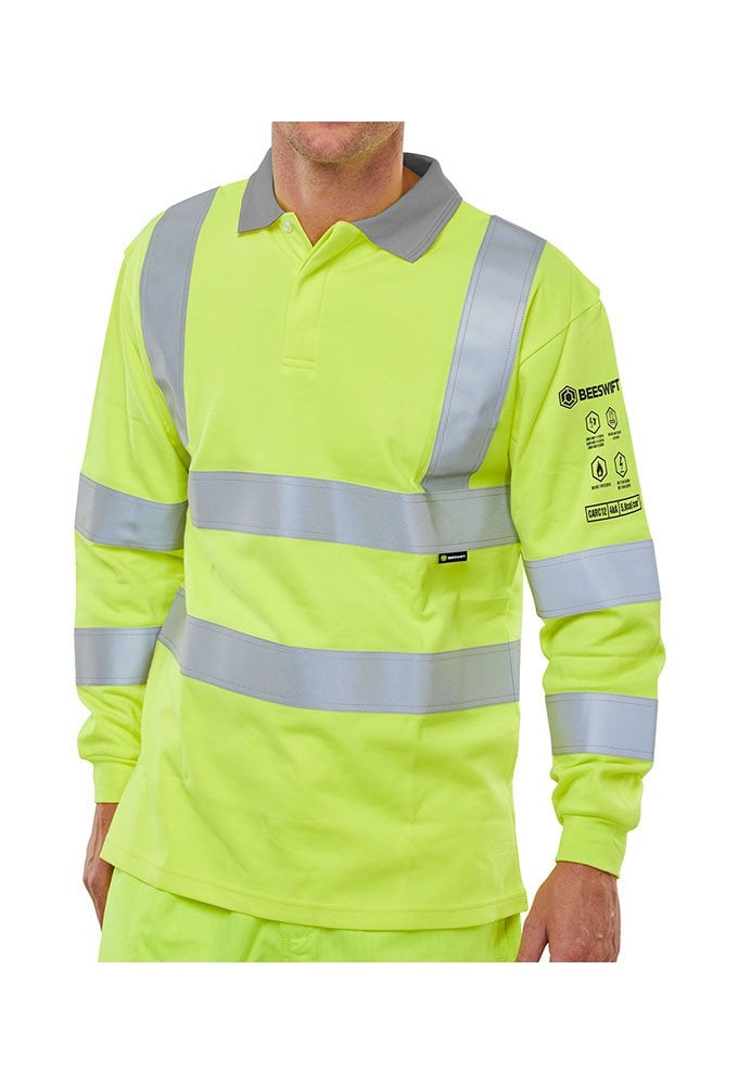 CARC12 Beeswift Flame Retardent Anti Static ARC Compliant Hi Vis Polo (Small to 4XLarge)