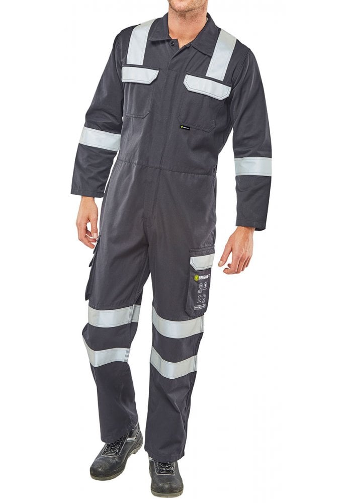 CARC6 Beeswift Flame Retardent Anti Static ARC Compliant Boilersuit Navy -(38 TO 54 Chest)