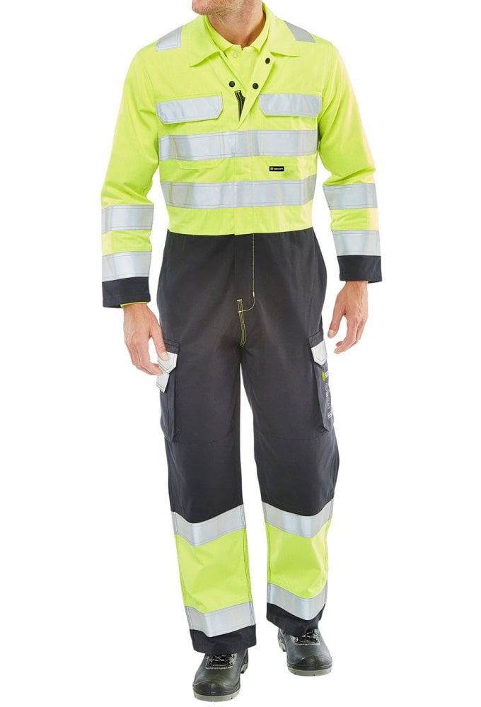 CARC7 Beeswift Flame Retardent Anti Static ARC Compliant Boiler Suit Yellow/Navy (38 TO 54 Chest)
