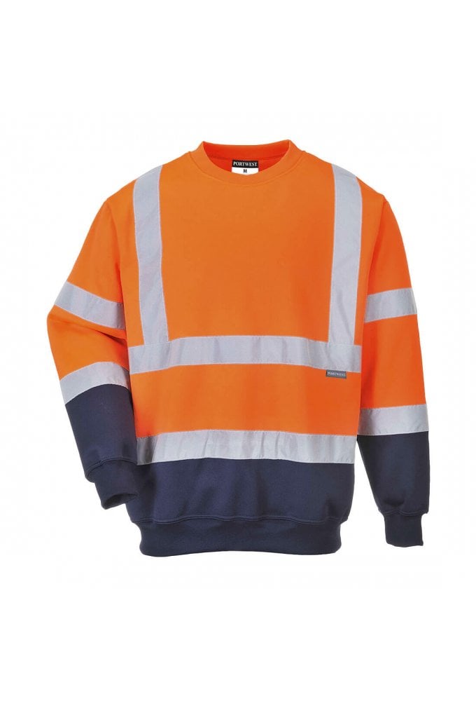 B306 - Portwest Hi-Vis Contrast Sweatshirt Size S-4XL (2 COLOURS) RIS3279 TOM in Orange