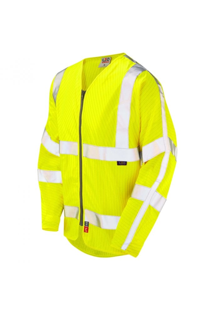 Portwest S25Y S25 Leo Workwear Huish ISO 20471 Class 3 LFS Anti-Static Sleeved Zip Waistcoat (Small to 6XLarge)