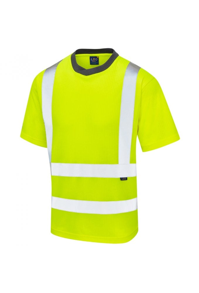 Leo Workwear T01-Y Newport ISO 20471 Class 2 Comfort EcoViz®PB T-Shirt Yellow Size Small-6XL