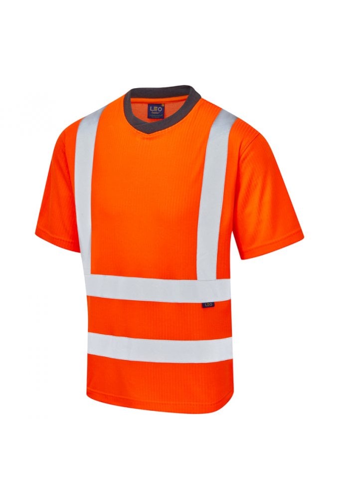 Leo Workwear T01-O Newport ISO 20471 Class 2 Comfort EcoViz®PB T-Shirt Orange Size Small-6XL RIS 3279 TOM Compliant: