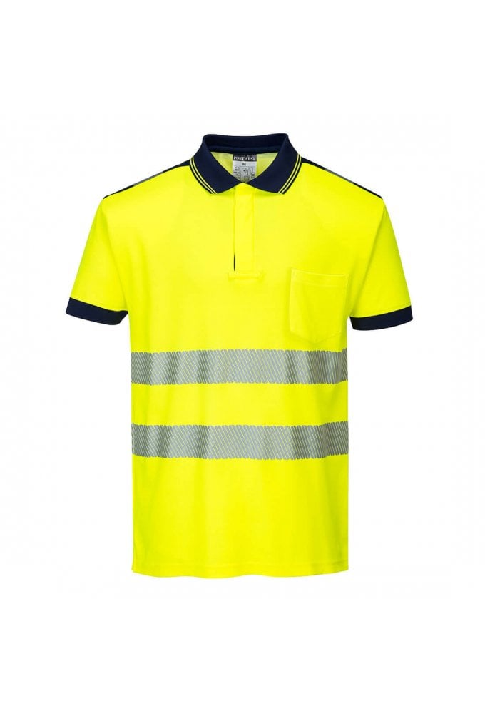 T180 - Portwest Breathable PW3 Hi-Vis Polo Shirt S/S 55% COTTON (Xsmall to 4Xlarge) 4 COLOURS