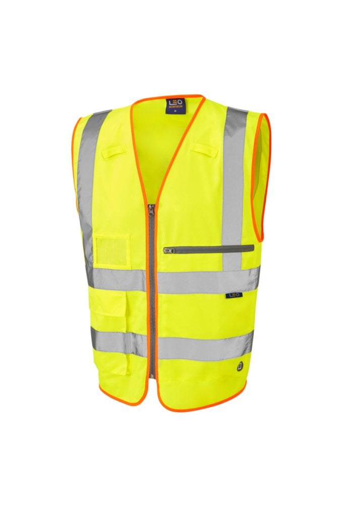 Leo Workwear Foreland Superior Waistcoat with Tablet Pocket Yellow Size Small-4XL