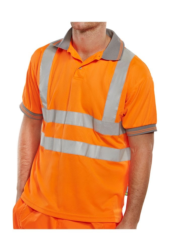 BPKSEN Beeswift Hi-Visibility Polo Shirt (Small To 4XL) 2 COLOURS RIS 3279 Orange Only