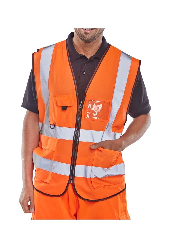 WCENGEXEC Executive Hi Vis Vests Zip Fastening (Small to 5Xlarge) 2 COLOURS