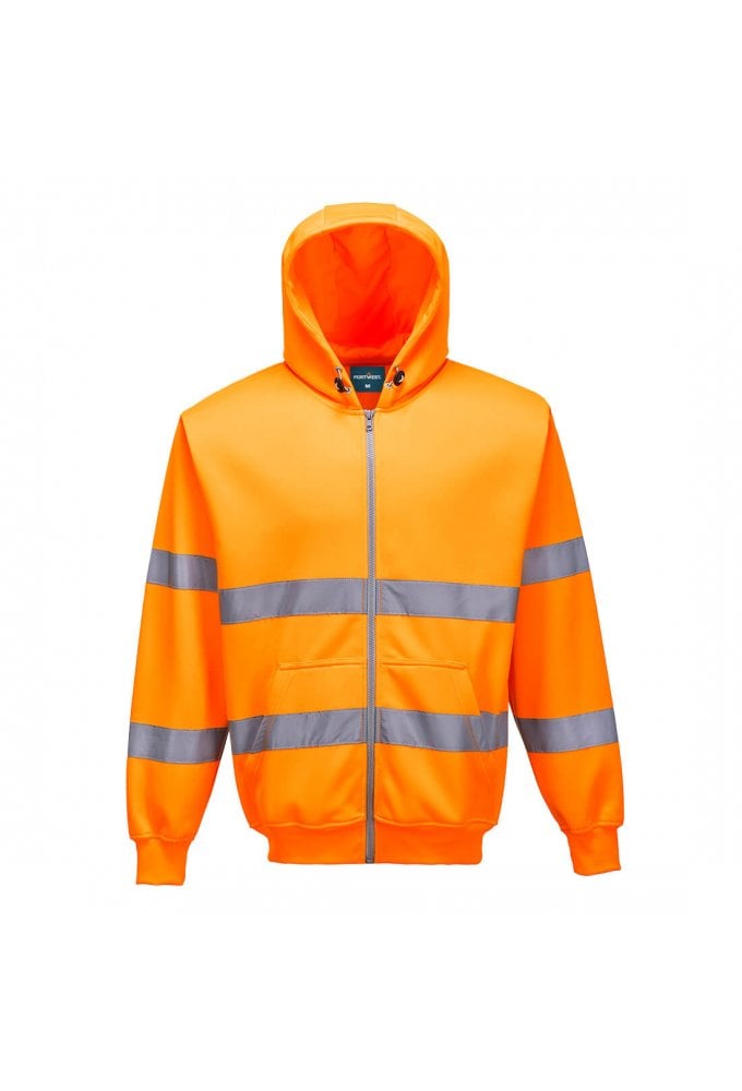 B305 Hi-Visibility Full Zip Hoody (Small To 3XL) 2 COLOURS RIS 3279 TOM in Orange