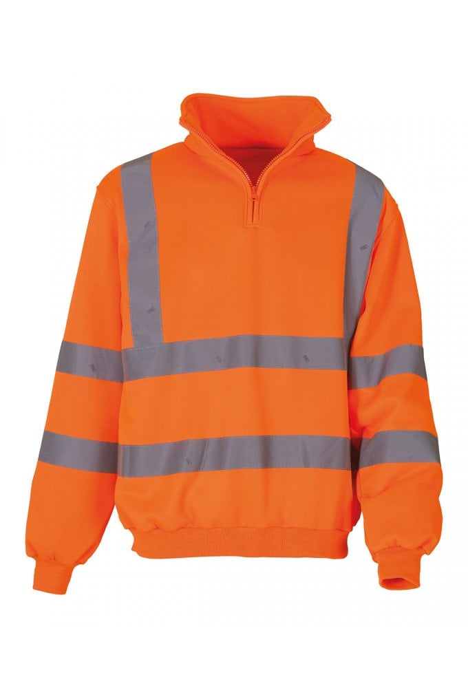 YK031 Hi-Vis 1/4 Zip Water Repellant SweatShirt (Small To 3XL) 2 COLOURS RIS 3279 TOM In Orange