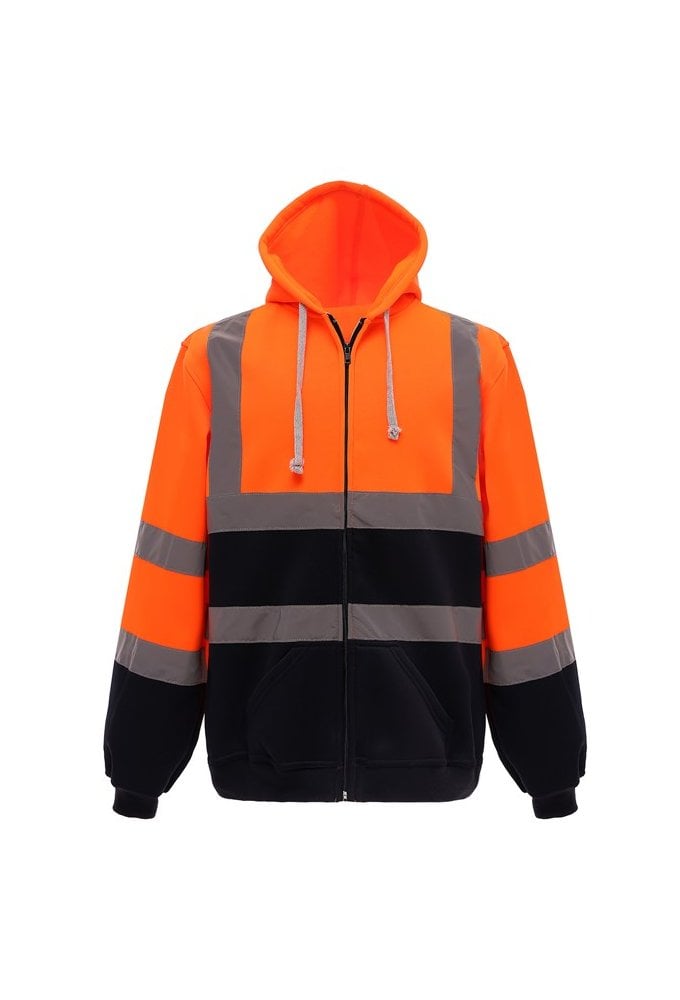 YK012 Yoko Hi Vis Full Zip Hoodie (Small to 3Xlarge) 6 COLOURS RIS 3279 TOM In Orange and Orange Navy