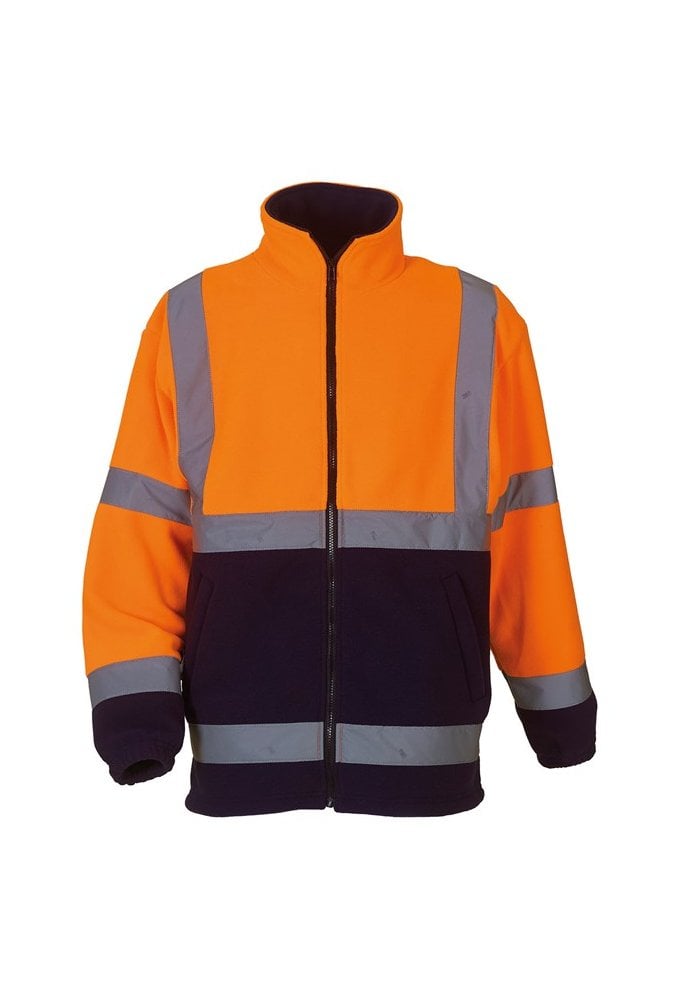 YK042 Hi-Vis HeavyWeight Fleece Jacket (Small to 3Xlarge)   4 COLOURS RIS 3279 TOM In Orange and Orange / Navy