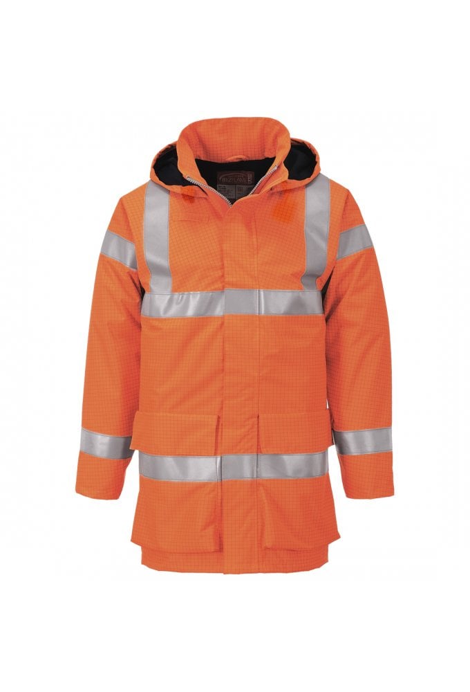S774 - Portwest Bizflame Flame Resistant Waterproof Hi Vis Jacket (Small to 3Xlarge) 2 COLOURS RIS3279 TOM In Orange