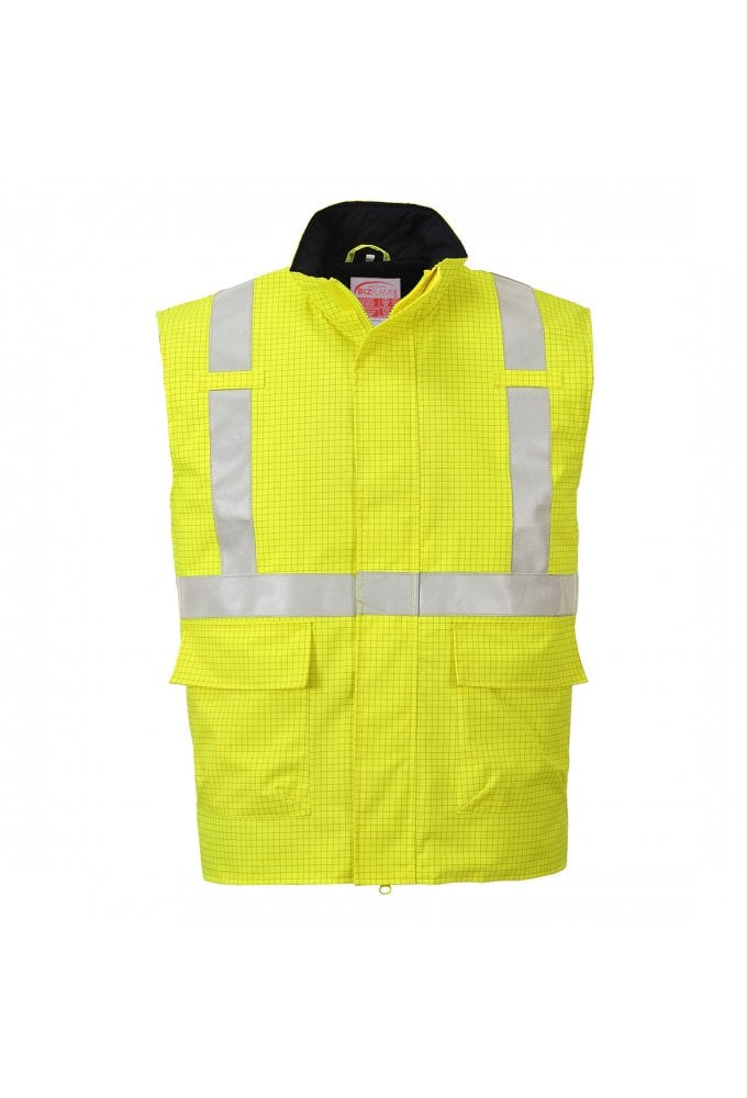 S776 - Portwest Bizflame Rain Hi-Vis Anti-static FR Bodywarmer (Small to 3XLarge) 2 COLOURS RIS 3279 TOM Orange Only