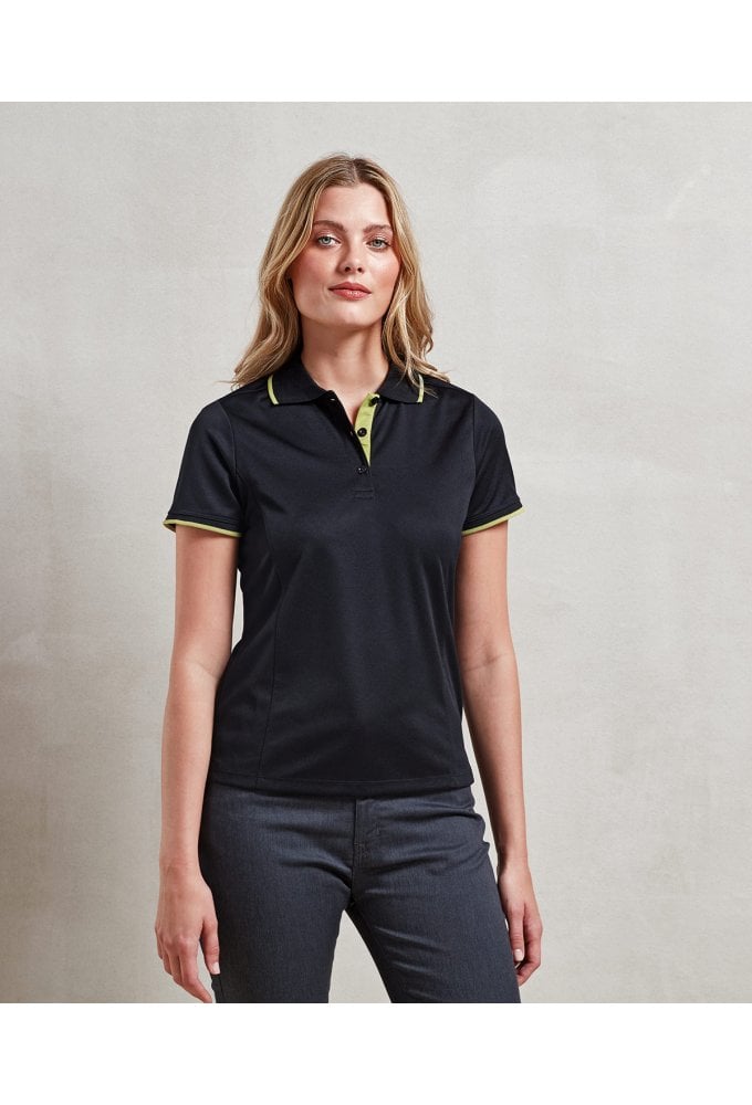 PR619 Premier Women's contrast Coolchecker® polo Sizes 8-18 (11 COLOURS)