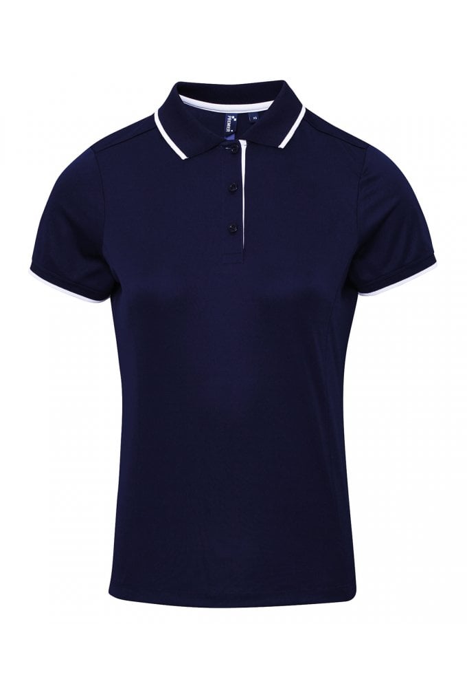 PR619 Premier Women's contrast Coolchecker® polo Sizes 8-18 (11 COLOURS)
