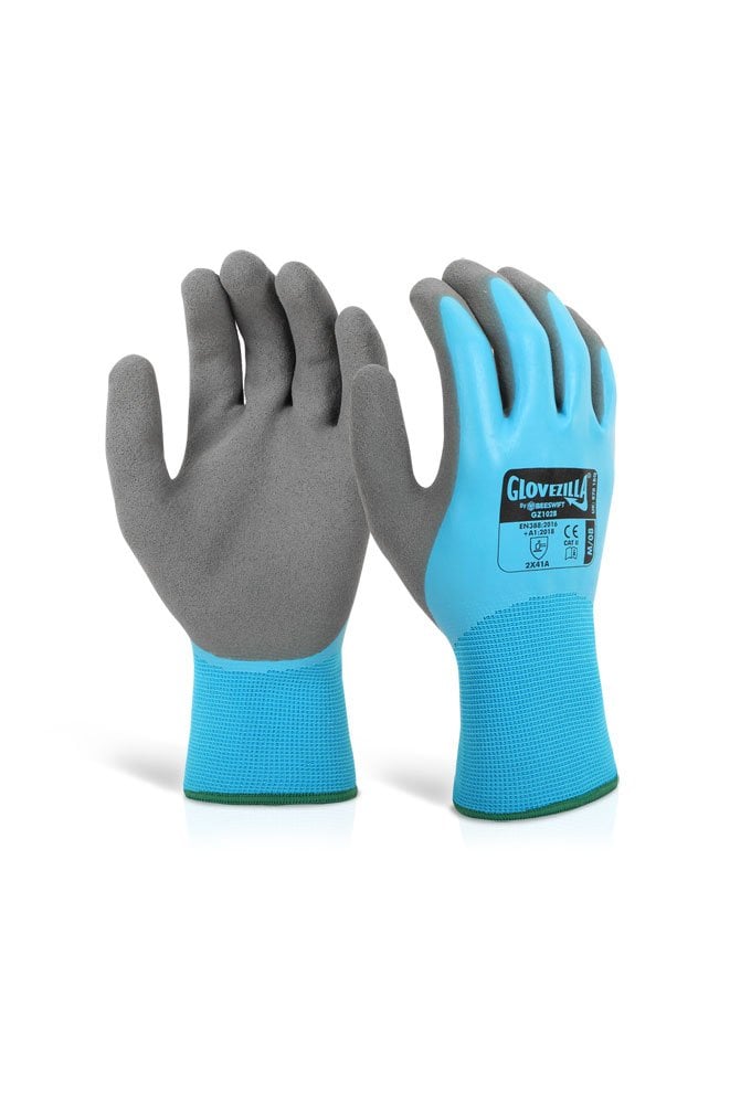 GZ102BL Glovezilla Waterproof Latex Grippr Glove (7 to 11( Pack Size 10 Pairs