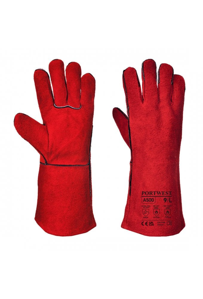 A500 - Welders 210 Split Leather Red Gauntlet