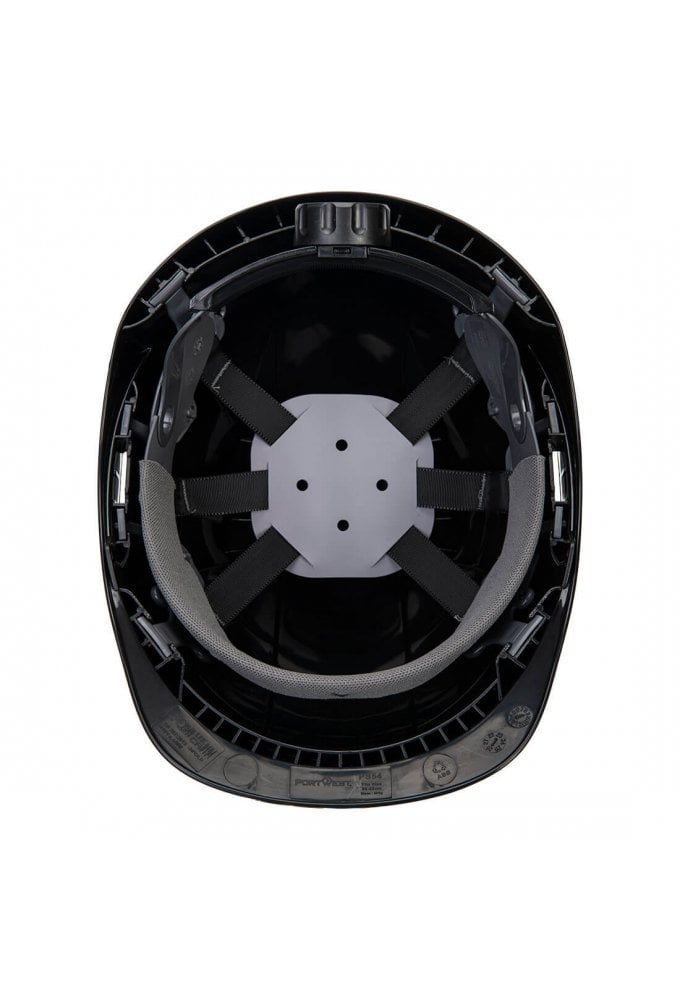 PS54 - Portwest Endurance Plus Non Vented Ratchet Helmet 6 Point Harness 4 Point Chin Strap BLACK