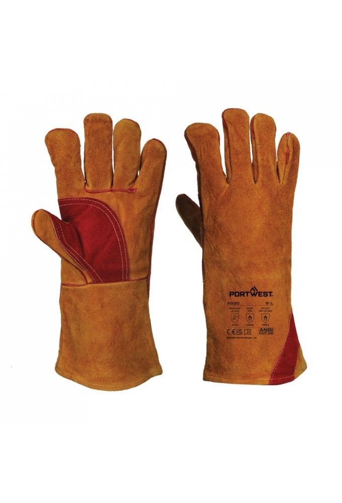 Welders 330 Split Leather Reinforced Palm Gauntlet
