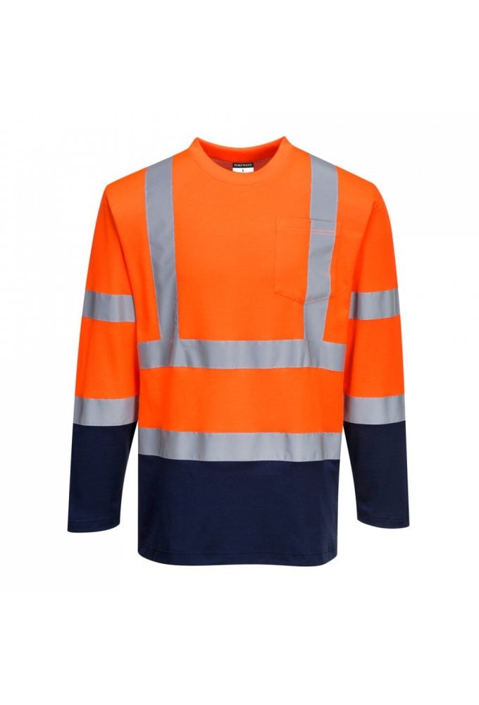 Hi-Vis Cotton Comfort Contrast T-Shirt L/S