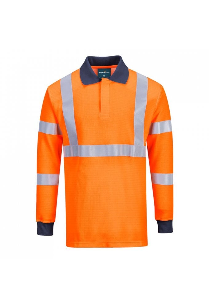 Portwest FR76 Modaflame Knit HVO FR Long Sleeve Polo Shirt