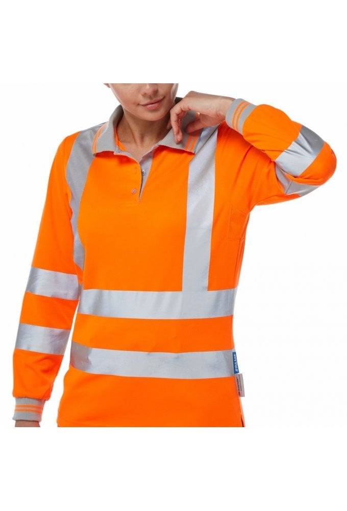 PR703 Pulsar PULSAR® Protect Women's High Visibility Long Sleeve Polo Shirt Orange