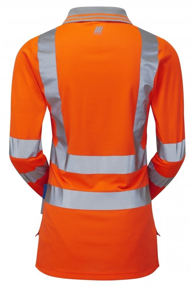PR703 Pulsar PULSAR® Protect Women's High Visibility Long Sleeve Polo Shirt Orange