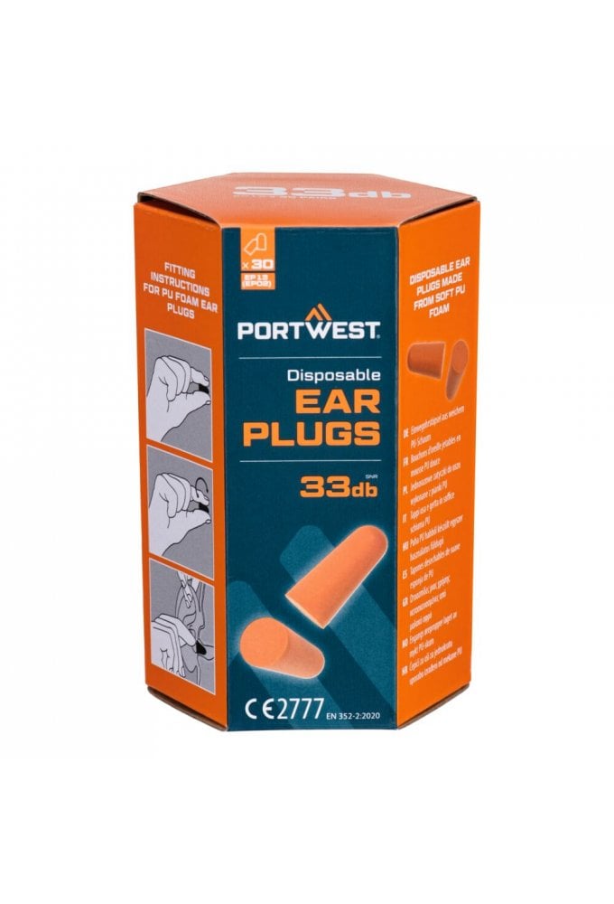 Portwest EP13 PU Foam Ear Plugs (30 Pairs)