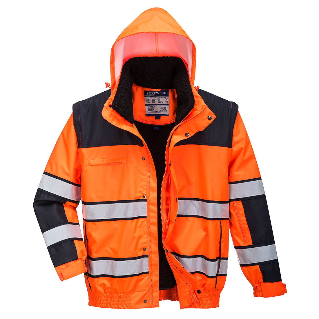 Portwest C466 Hi-Vis Classic Bomber Jacket (Small To 4XL) 3 COLOURS RIS 3279 Tom in Orange